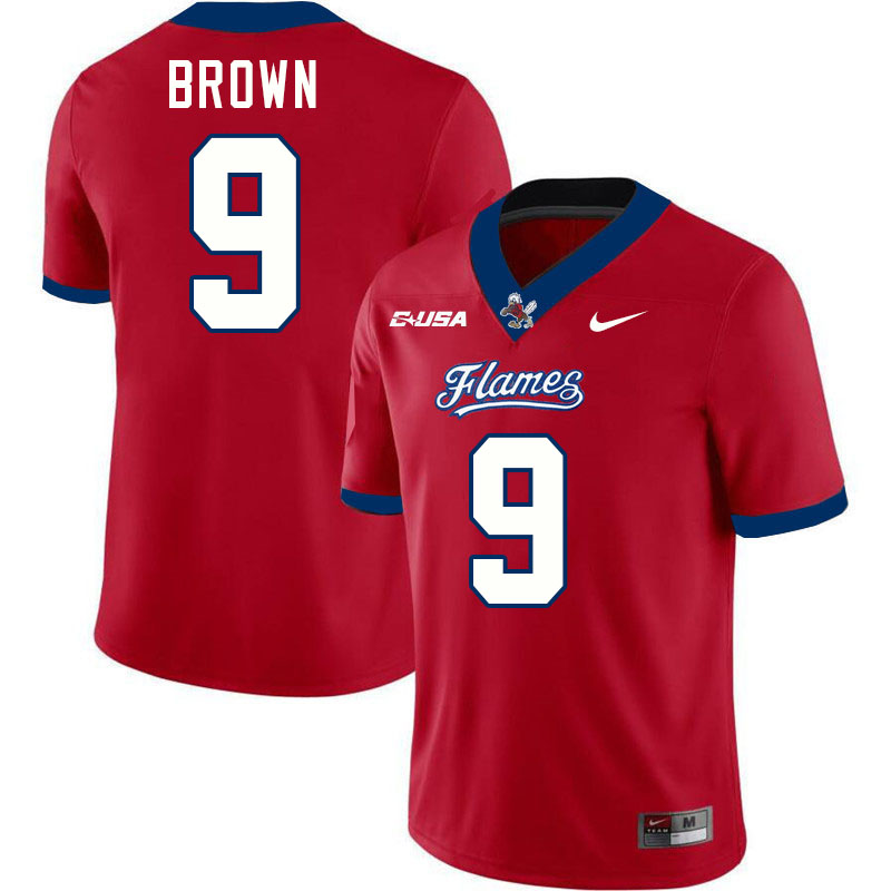 Liberty Flames #9 Jahmar Brown College Football Jerseys Stitched-Red